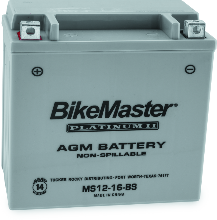 BikeMaster AGM Battery - MS12-16-BS - Bull Strap