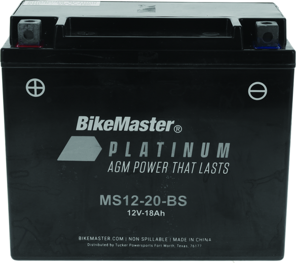 BikeMaster AGM Battery - MS12-20-BS - Bull Strap