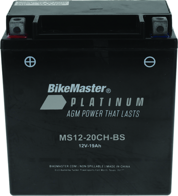 BikeMaster AGM Battery - MS12-20CH-BS - Bull Strap