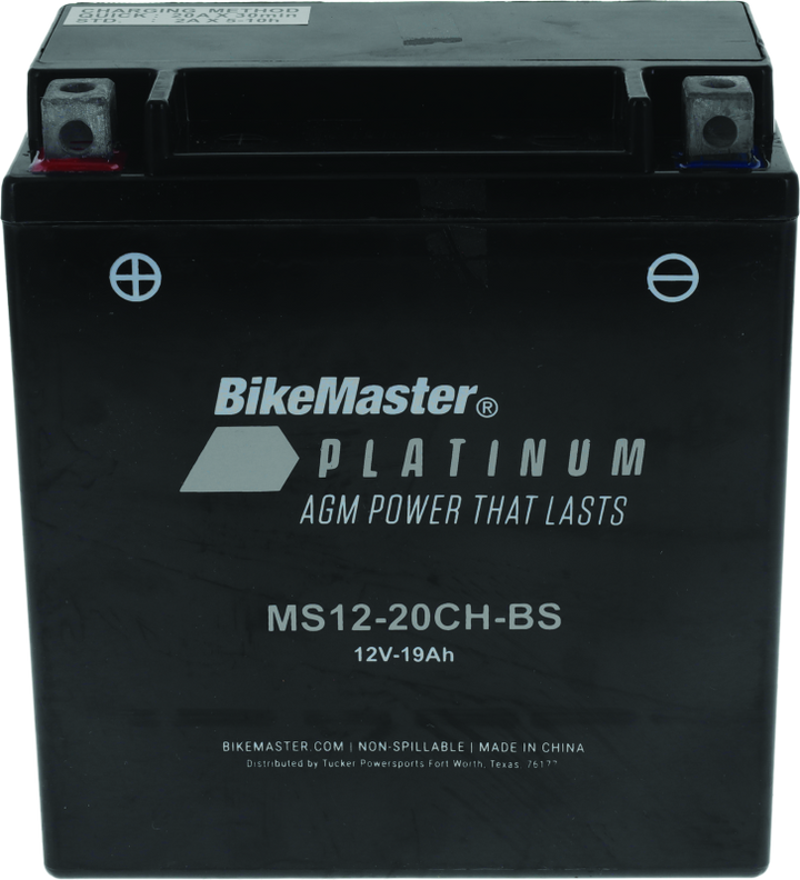 BikeMaster AGM Battery - MS12-20CH-BS - Bull Strap