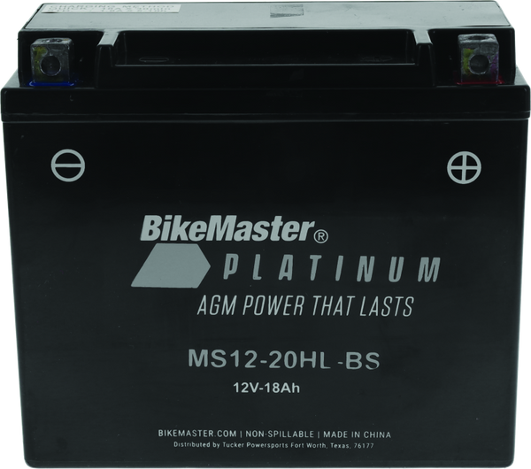 BikeMaster AGM Battery - MS12-20HL-BS - Bull Strap