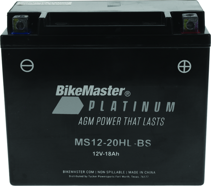 BikeMaster AGM Battery - MS12-20HL-BS - Bull Strap