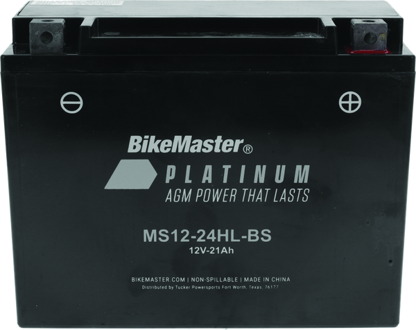 BikeMaster AGM Battery - MS12-24HL-BS - Bull Strap