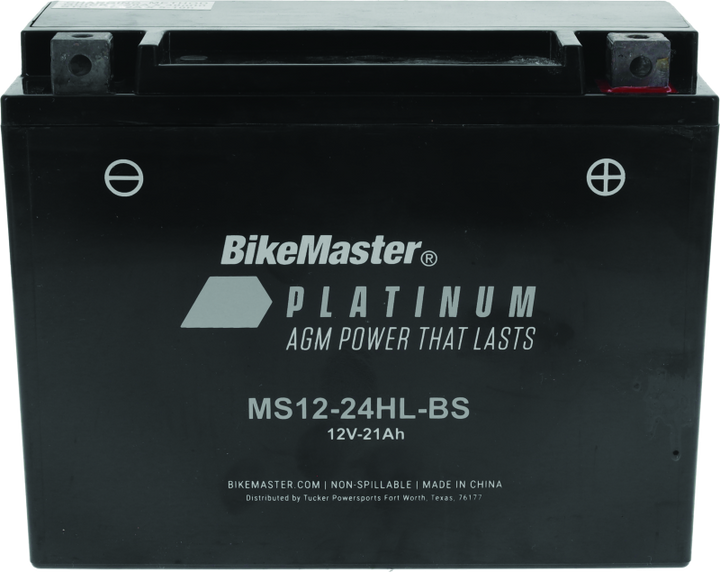 BikeMaster AGM Battery - MS12-24HL-BS - Bull Strap