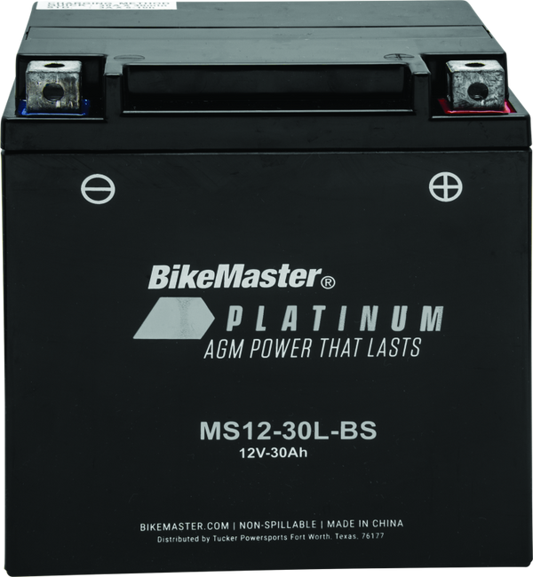 BikeMaster AGM Battery - MS12-30L-BS - Bull Strap