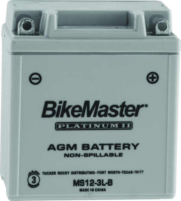 BikeMaster AGM Battery - MS12-3L-B - Bull Strap
