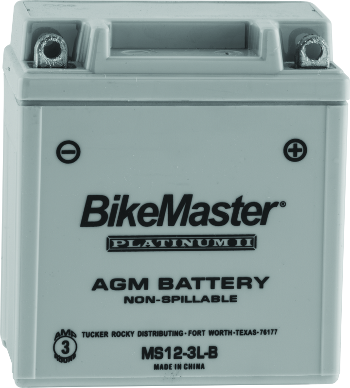 BikeMaster AGM Battery - MS12-3L-B - Bull Strap