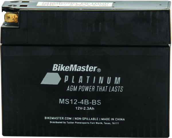BikeMaster AGM Battery - MS12-4B-BS - Bull Strap