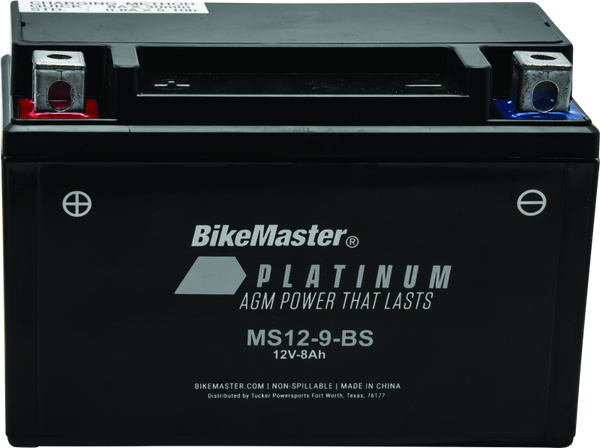 BikeMaster AGM Battery - MS12-9-BS - Bull Strap