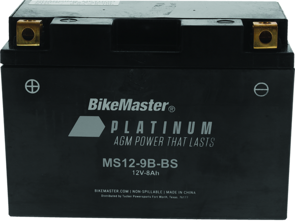 BikeMaster AGM Battery - MS12-9B-BS - Bull Strap