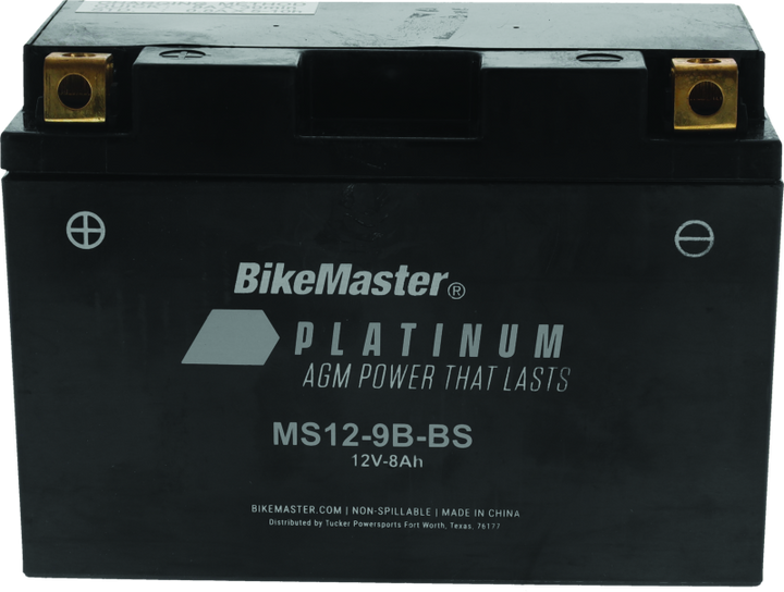 BikeMaster AGM Battery - MS12-9B-BS - Bull Strap
