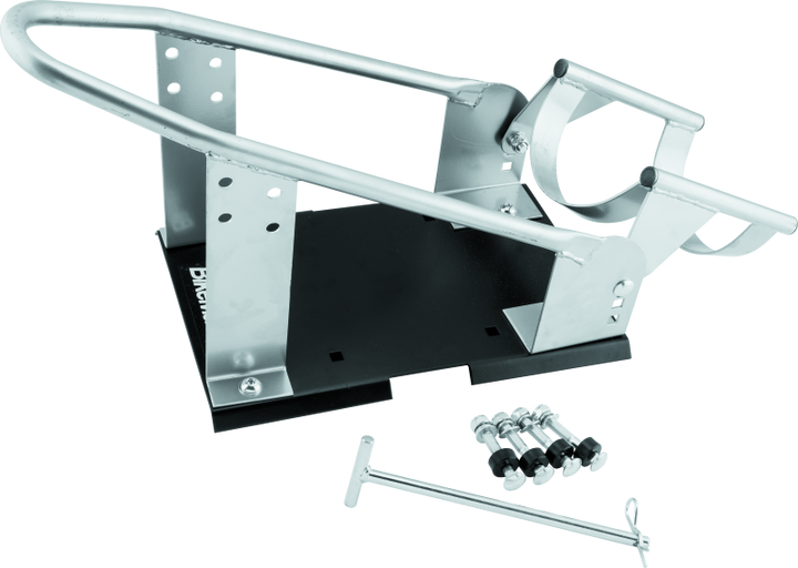 BikeMaster Heavy Duty Wheel Chock - Silver - Bull Strap