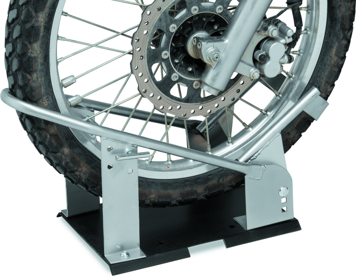 BikeMaster Heavy Duty Wheel Chock - Silver - Bull Strap