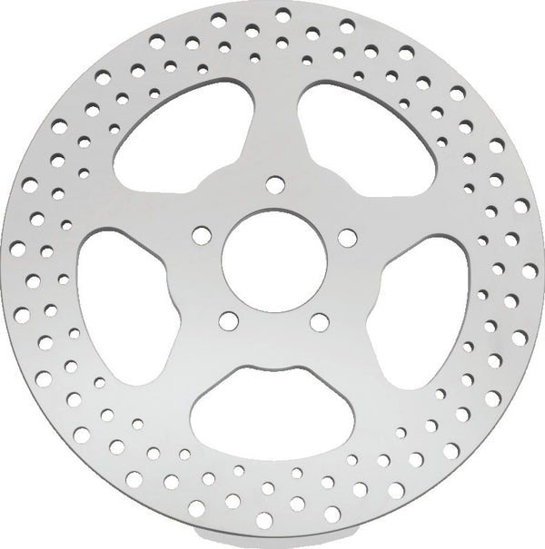 Bikers Choice 00-17 Big Twin 11.5 In Polished Rear 5 Spoke Drilled Stnless Rotor Repl H-D 44156-00 - Bull Strap