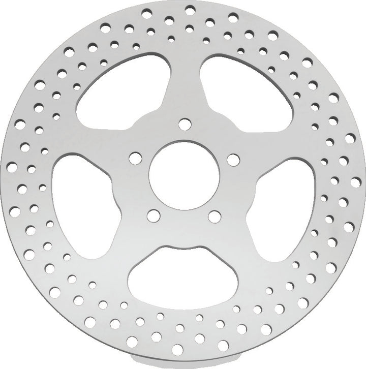Bikers Choice 00-17 Big Twin 11.5 Inch Polished Frt 5 Spoke Drilled Stnless Rotor Repl H-D 44156-00 - Bull Strap
