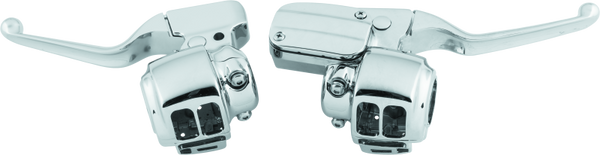 Bikers Choice 08-13 Touring Chrome Handlebar Control Kit W/O Switches FLT 11/16 Bore - Bull Strap
