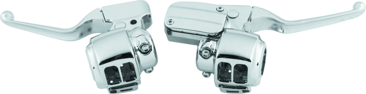 Bikers Choice 08-13 Touring Chrome Handlebar Control Kit W/O Switches FLT 11/16 Bore - Bull Strap