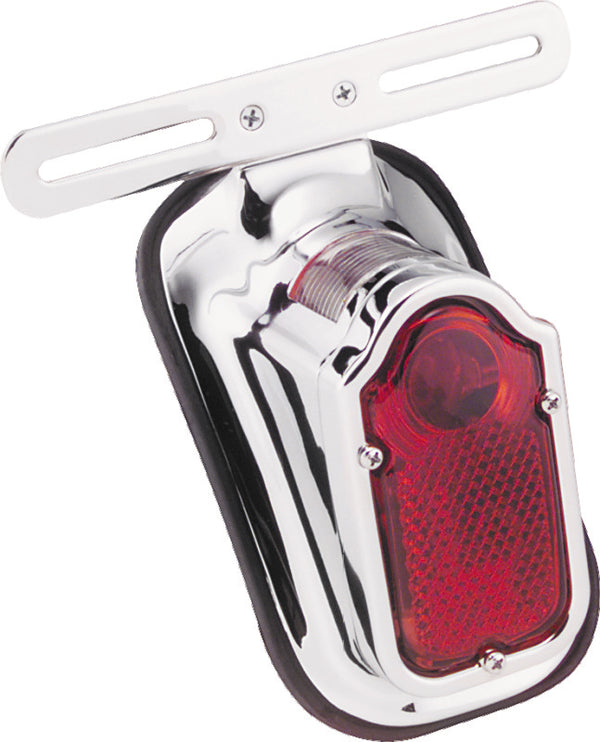 Bikers Choice 40-54 Big Twin And Custom Use Chrome Tombstone Taillight 12V Replaces H-D 68003-47T - Bull Strap
