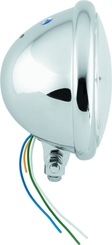 Bikers Choice 5-3/4 Chrome Bottom Mount Headlight Clear Lens H4 60/55W Universal - Bull Strap