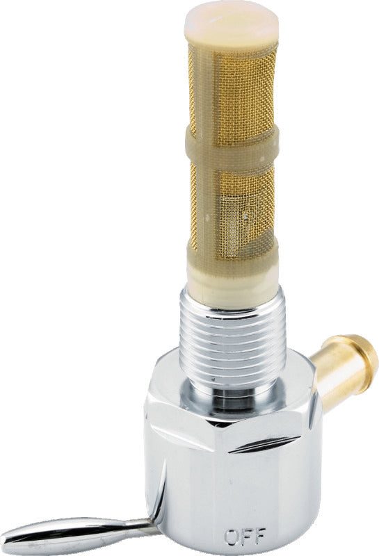 Bikers Choice 57-74 XL Chrome Round Petcock 3/8 NPT Right Outlet - Bull Strap