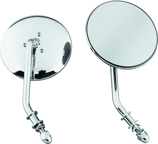 Bikers Choice 65-Up Chrome 4 Inch Round Short Stem Mirror Left Custom - Bull Strap