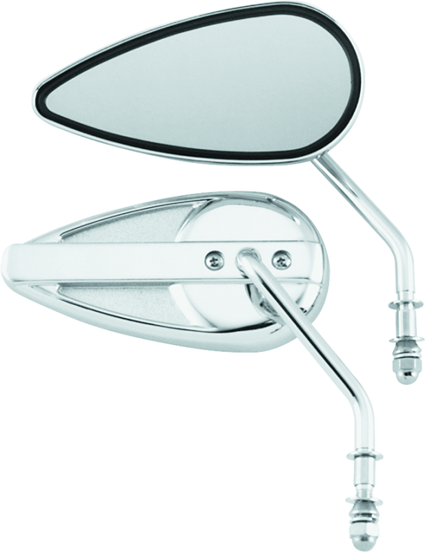 Bikers Choice 65-Up Chrome Teardrop Mirror Universal Custom Pr - Bull Strap
