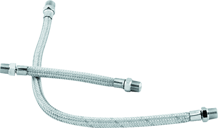 Bikers Choice 66-84 Shovelhead Braided Stainless Rocker Box Oil Line Set Replaces H-D 62783-66A - Bull Strap
