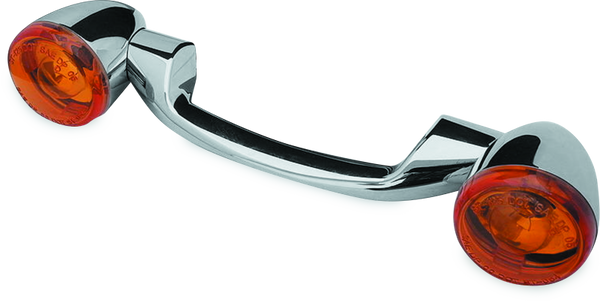 Bikers Choice 91-08 Touring 86-17 FLST Narrow Chrome Rear Turn Signal Bar Kit W/Amber Lens - Bull Strap