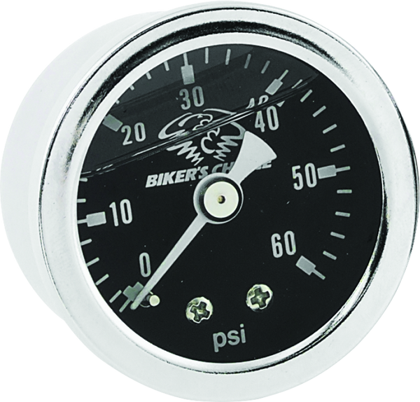 Bikers Choice Black Face Liquid Filled Oil Pressure Gauge 0-60 Psi 1/8 NPT - Bull Strap