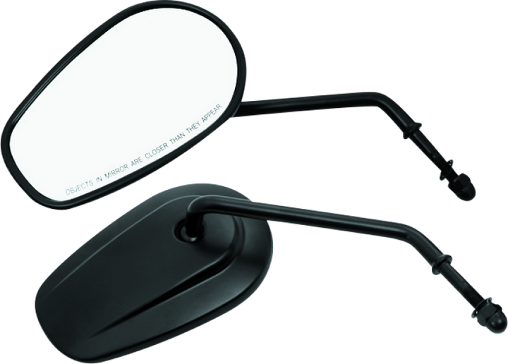 Bikers Choice Black Tapered Long Stem Mirrors Pr - Bull Strap