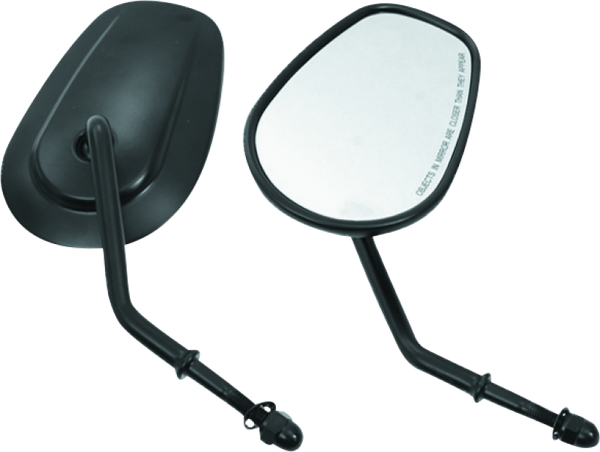 Bikers Choice Black Tapered Short Stem Mirrors Pr - Bull Strap