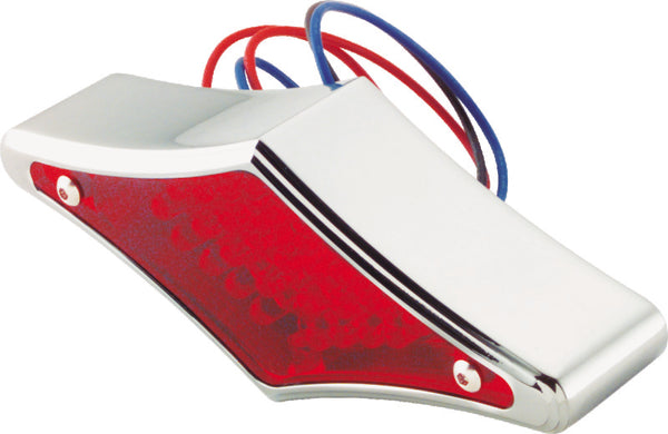Bikers Choice Chrome Diamond LED Taillight Red Lens Universal Custom - Bull Strap
