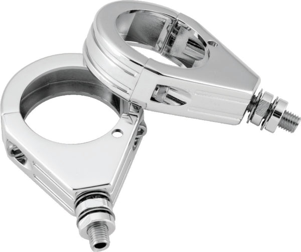 Bikers Choice Chrome Grooved 39MM Clamp With 5/16-18 Stud Universal Custom Pr - Bull Strap