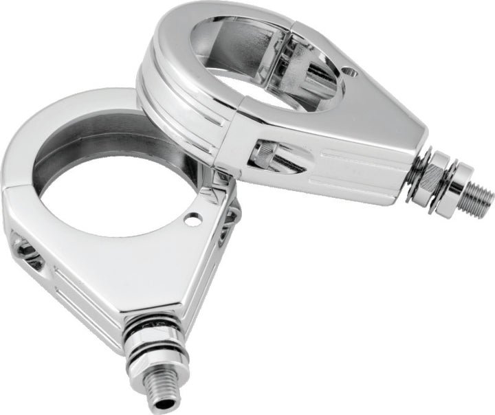 Bikers Choice Chrome Grooved 39MM Clamp With 5/16-18 Stud Universal Custom Pr - Bull Strap