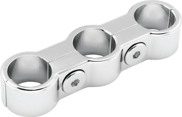 Bikers Choice Chrome Plain Oil Hose Separator For 3 Hoses - Bull Strap