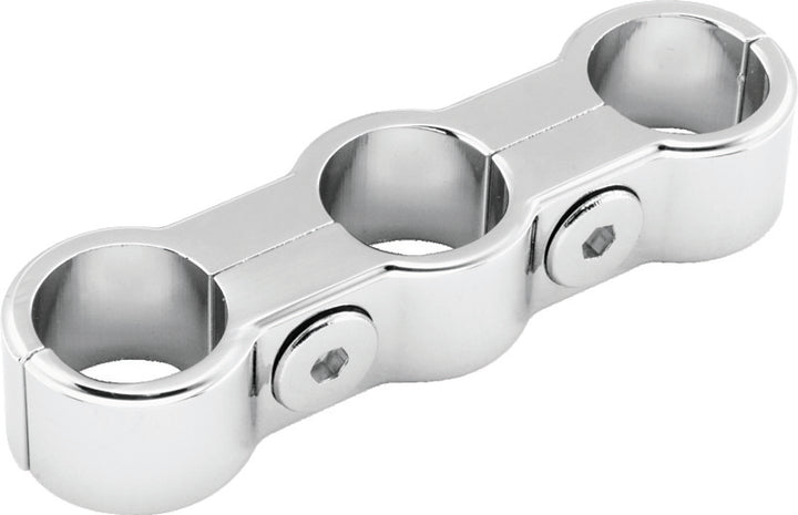 Bikers Choice Chrome Plain Oil Hose Separator For 3 Hoses - Bull Strap