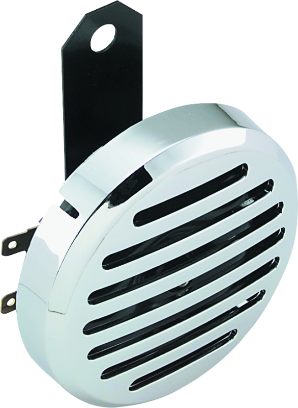 Bikers Choice Chrome Slotted Custom Electric Horn 12 Volt Universal - Bull Strap