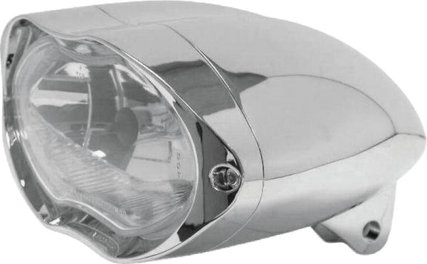 Bikers Choice Chrome Sunray Headlight Bottom Mount Universal Custom 55/60W H4 - Bull Strap