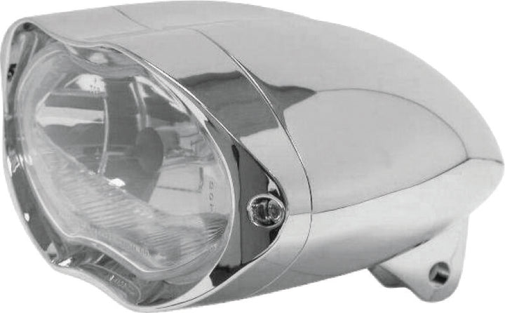 Bikers Choice Chrome Sunray Headlight Bottom Mount Universal Custom 55/60W H4 - Bull Strap