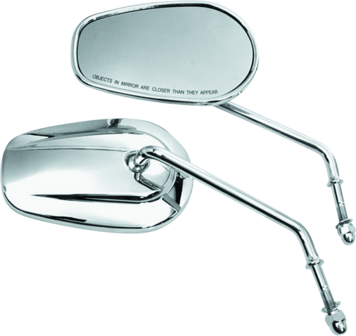 Bikers Choice Chrome Tapered Long Stem Mirrors Pr - Bull Strap