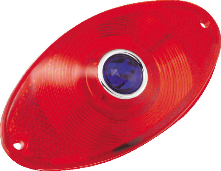 Bikers Choice Replacement Red Cat Eye Taillight Lens With Blue Dot Custom - Bull Strap