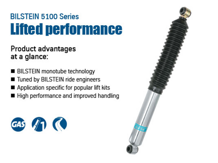 Bilstein 5100 Series 14 Chevy Silverado 1500 / 14 GMC Sierra 1500  Rear 46mm Monotube Shock Absorber - Bull Strap