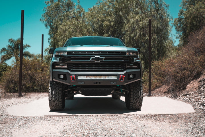 Body Armor 4x4 2019+ Chevy Silverado 1500 Ambush Series Front Bumper (Non-Winch) - Bull Strap