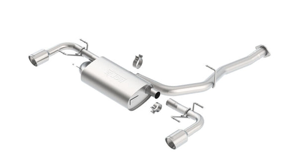 Borla 03-09 Mazda RX-8 1.3L Single Round Rolled Angle-Cut Cat-Back Exhaust - Bull Strap