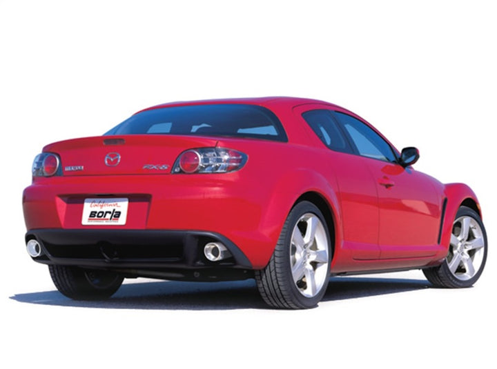 Borla 03-09 Mazda RX-8 1.3L Single Round Rolled Angle-Cut Cat-Back Exhaust - Bull Strap