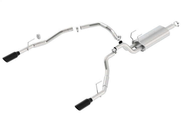 Borla 09-17 Dodge Ram 1500 5.7L V8 3in to Dual 2.5in Single Round Rolled Angle-Cut S-type Exhaust - Bull Strap