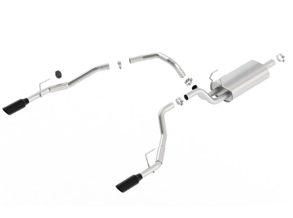 Borla 09-17 Ram 1500 5.7L V8 5in Single Tip Black Chrome Cat-Back Touring Exhaust Through Bumper - Bull Strap