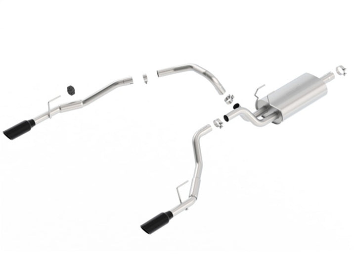 Borla 09-17 Ram 1500 5.7L V8 5in Single Tip Black Chrome Cat-Back Touring Exhaust Through Bumper - Bull Strap