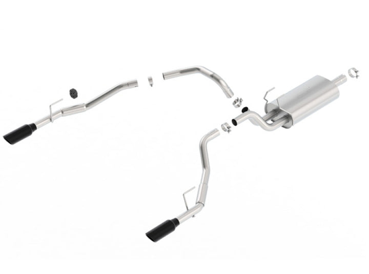 Borla 09-17 Ram 1500 5.7L V8 5in Single Tip Black Chrome Cat-Back Touring Exhaust Through Bumper - Bull Strap