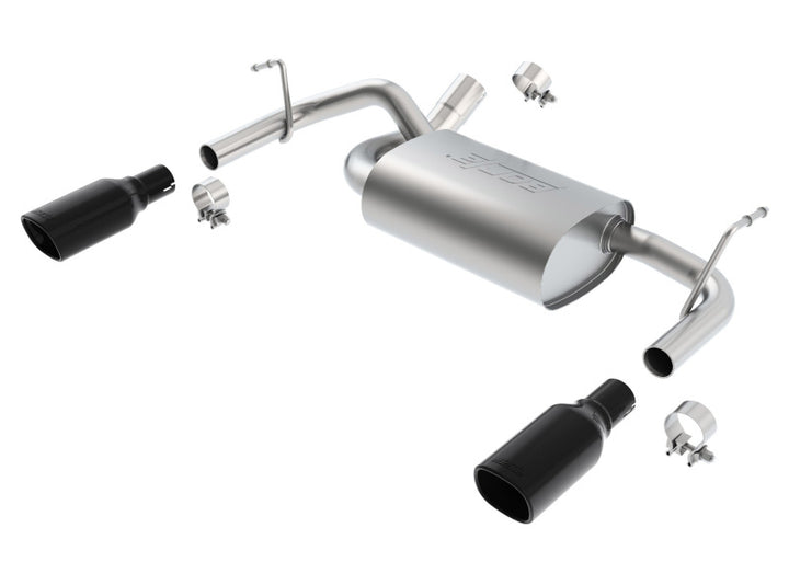 Borla 12-16 Jeep Wrangler 3.6AT/MT 4WD 2+4DR S/ SQ /RL/AC SR 2.5in, 2in Tip 3.5 sqx8 Black Chrome - Bull Strap